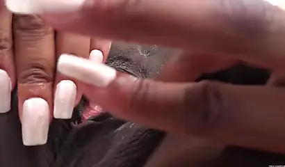 Stunning black babe Amari Anne showing her pussy close-up