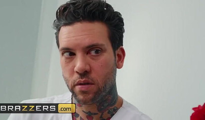 Cute babe Ana Foxxx oiled up & fucked in the ass by tattooed guy