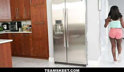 Black ebony queen Tori Montana seduces a young guy and uses his cock