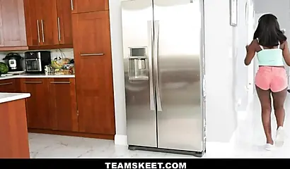 Black ebony queen Tori Montana seduces a young guy and uses his cock