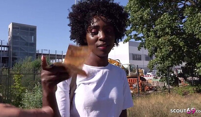 German ebony MILF Zaawaadi is enjoying real public pickup sex