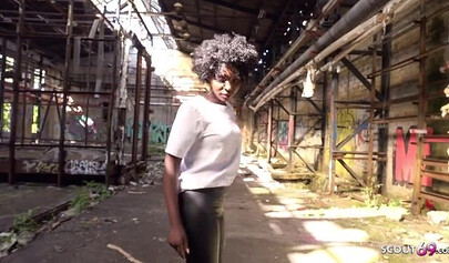 German ebony MILF Zaawaadi is enjoying real public pickup sex
