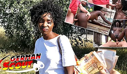 German ebony MILF Zaawaadi is enjoying real public pickup sex