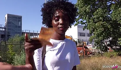 German ebony MILF Zaawaadi is enjoying real public pickup sex