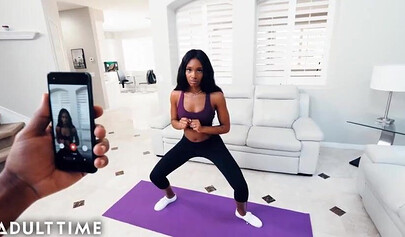 Lacey London caught in ripped yoga pants & creampied by her stepbrother