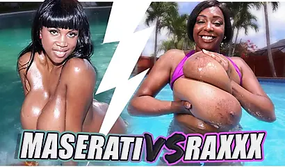 Sex battle of pornstars: Rachel Raxxx vs Maserati XXX