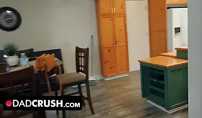 Old and shameless stepfather hitting on his cute stepdaughter