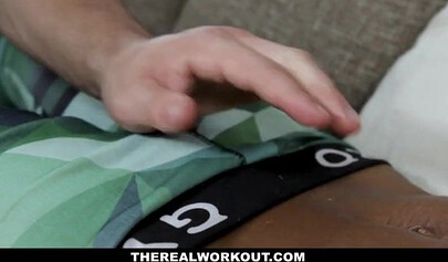 Beautiful ebony teen Mya Mays gets fucked in the living room