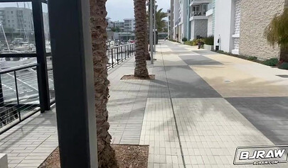 Petite ebony Ashley Aleigh giving blowjob and rimjob