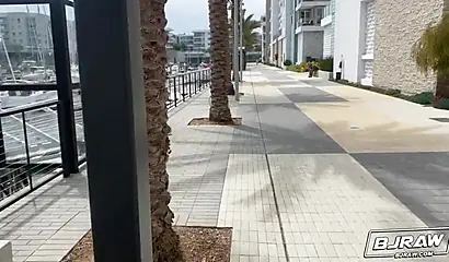 Petite ebony Ashley Aleigh giving blowjob and rimjob